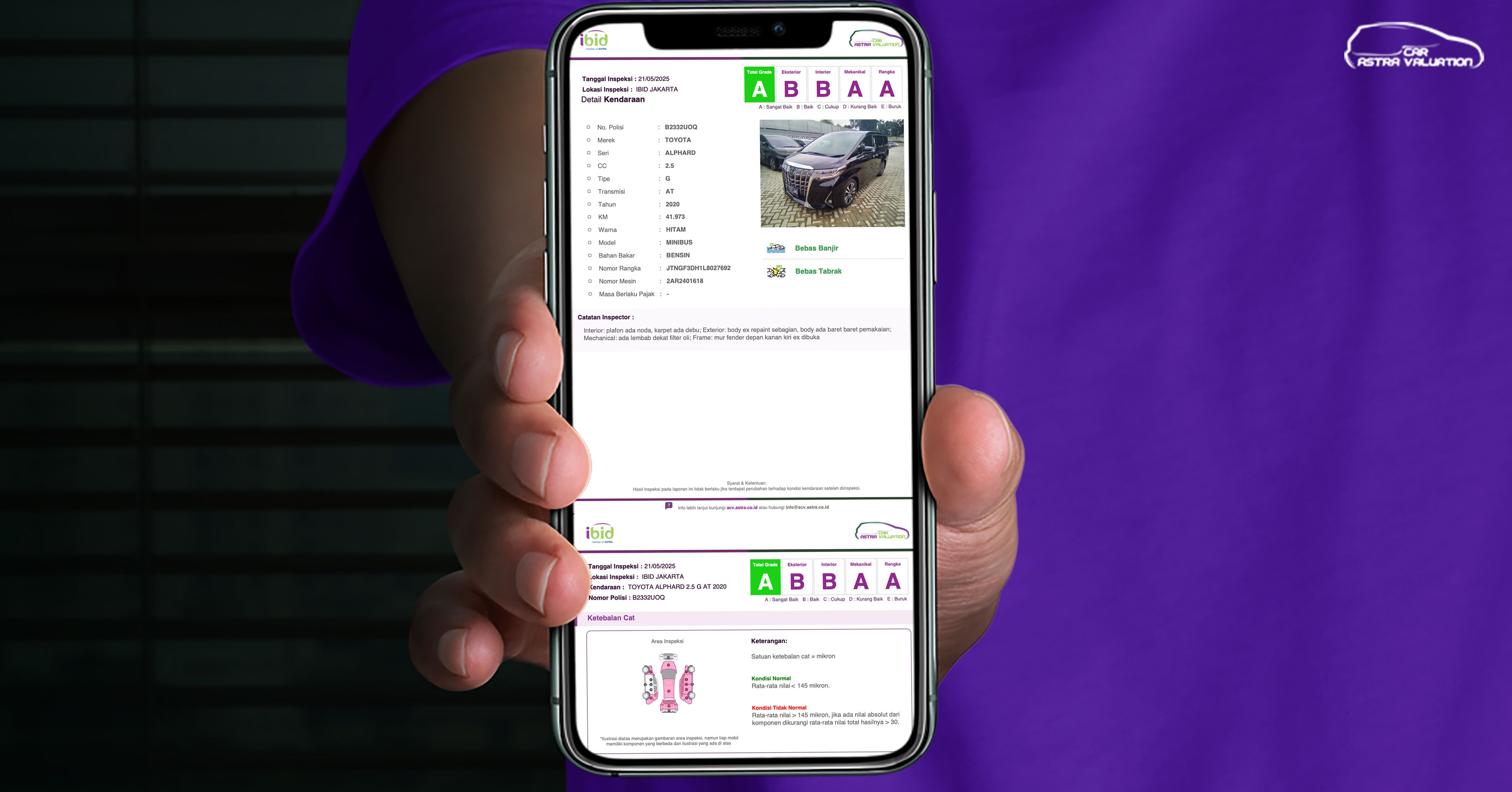Contoh Laporan Inspeksi Mobil. (Astra Car Valuation)